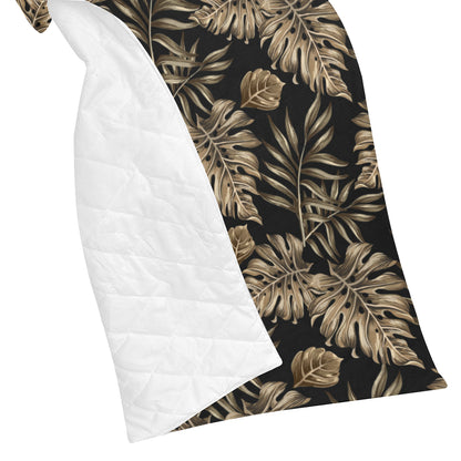 Brown Tropical Palm Leaves Premium Quilt