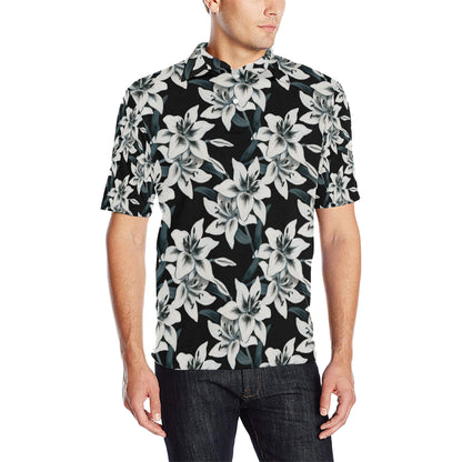 Lily Pattern Print Design 03 Men Polo Shirt