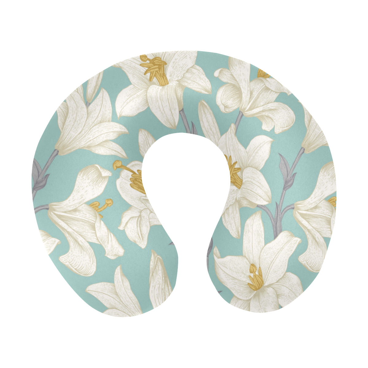 Lily Pattern Print Design 02 U-Shaped Travel Neck Pillow