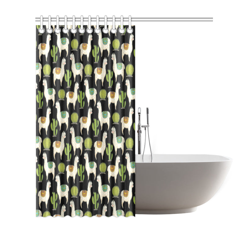 Alpaca Cactus Pattern Print Design 07 Shower Curtain