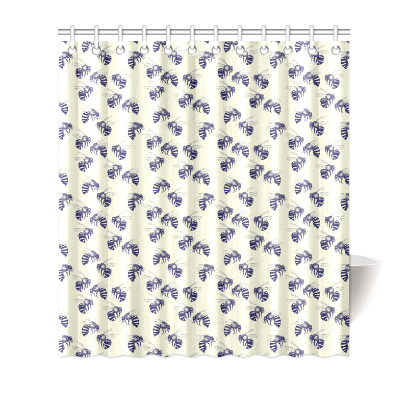 Bee Pattern Print Design 02 Shower Curtain