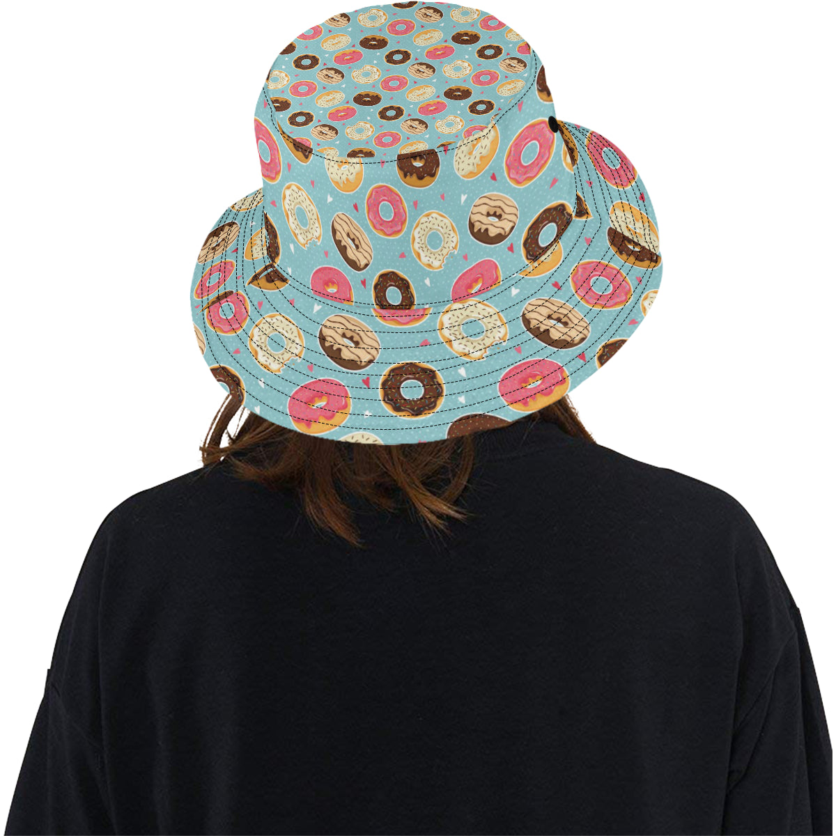 Donut Pattern Print Design DN04 Unisex Bucket Hat