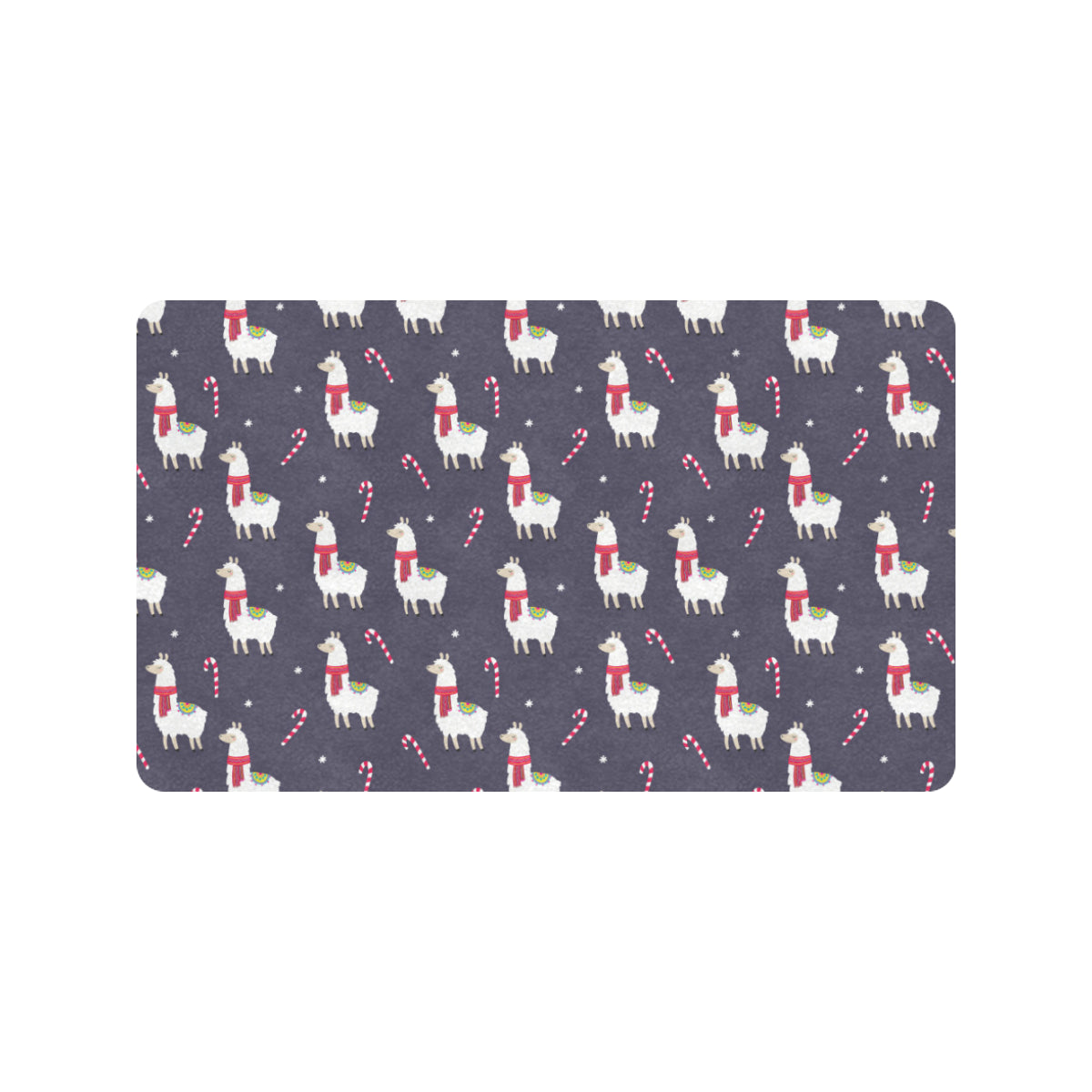 Llama with Candy Cane Themed Print Rubber Doormat