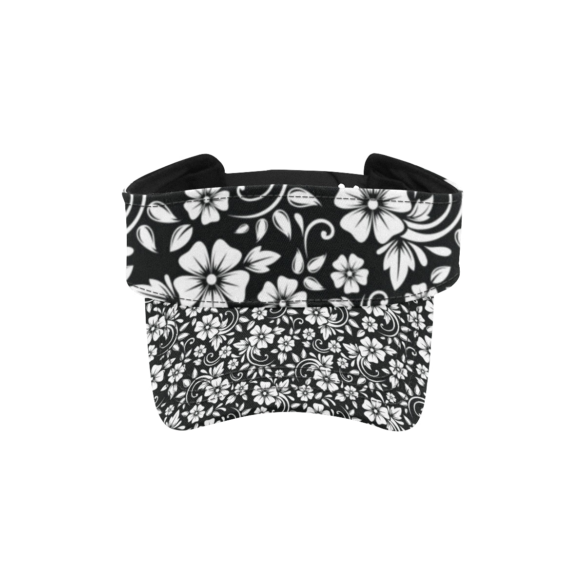 Floral Black White Themed Print Unisex Sun Visor