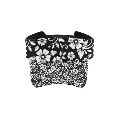 Floral Black White Themed Print Unisex Sun Visor