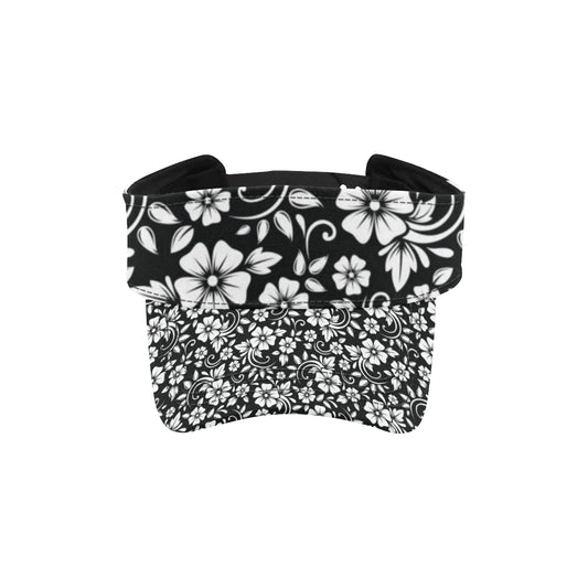 Floral Black White Themed Print Unisex Sun Visor