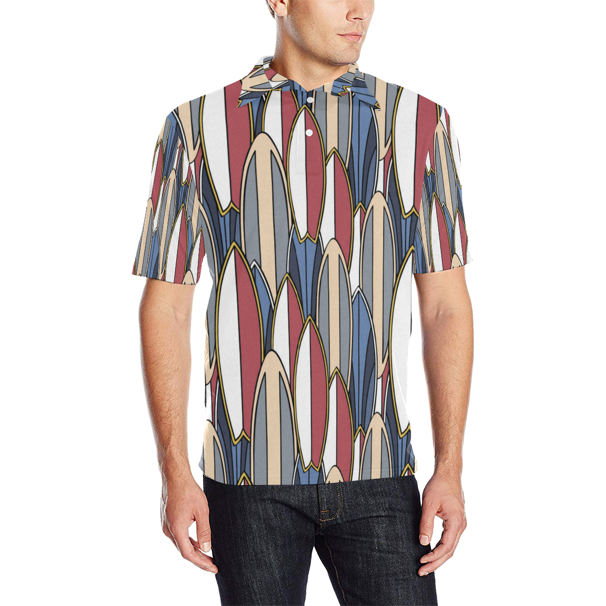Surf board Pattern Men Polo Shirt