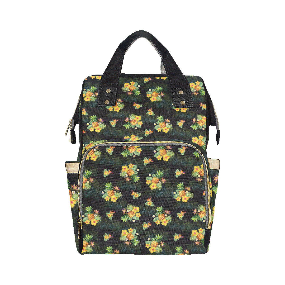 Pineapple Tropical Flower Print Pattern Diaper Bag Backpack