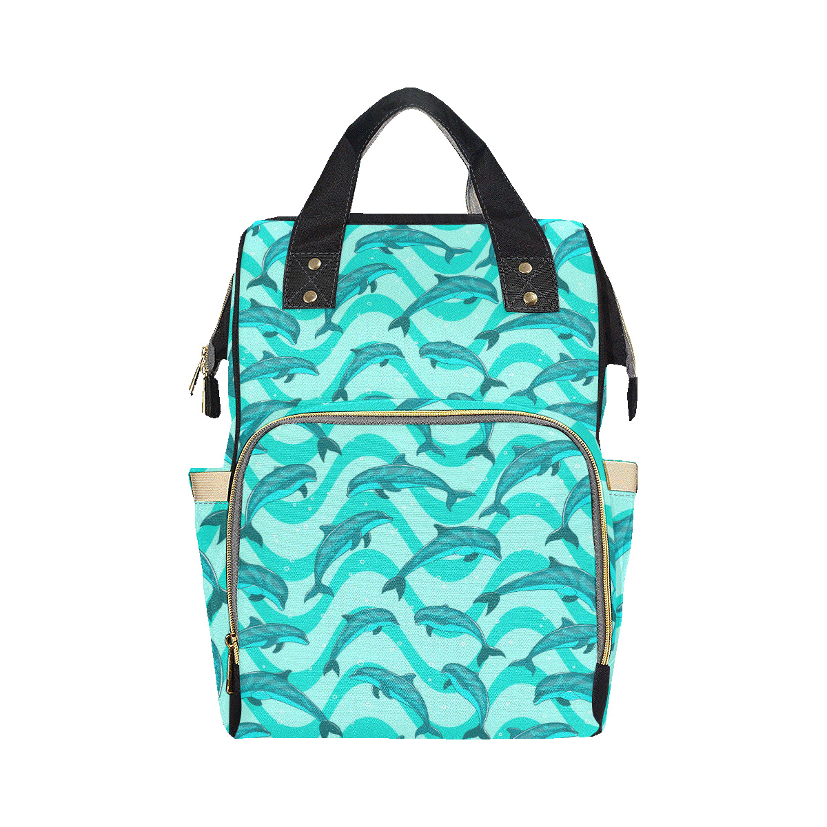 Dolphin Wave Print Diaper Bag Backpack