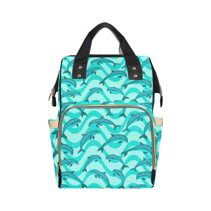 Dolphin Wave Print Diaper Bag Backpack