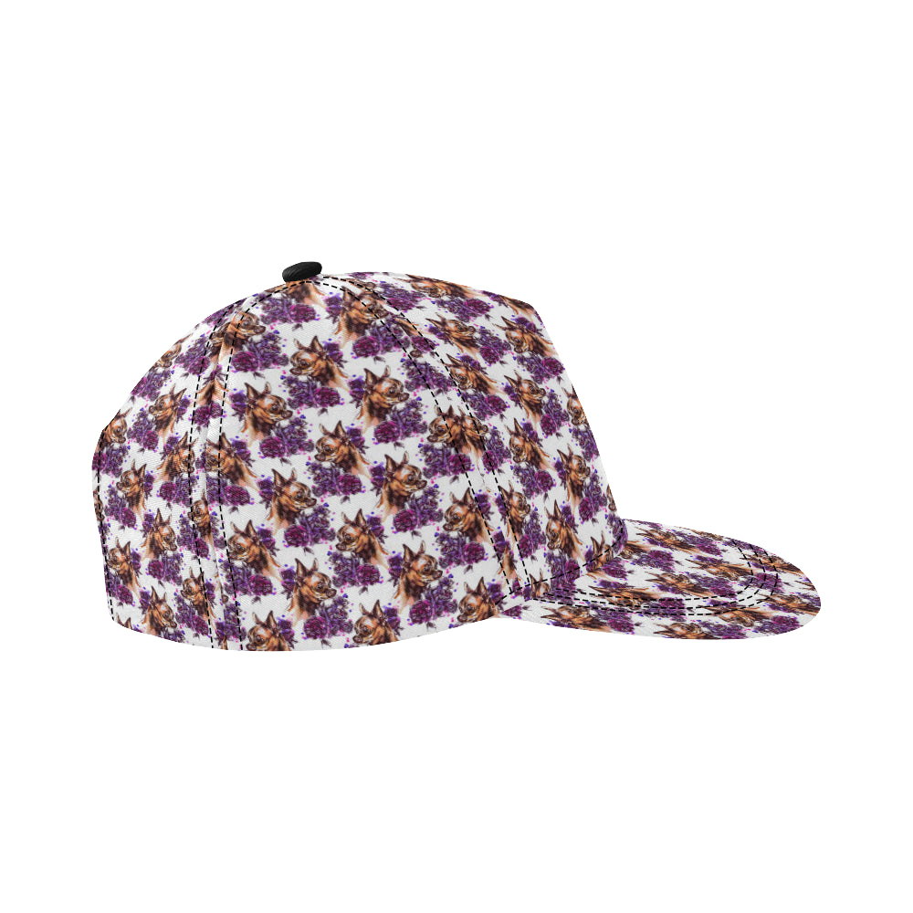 Chihuahua Purple Floral Snapback Cap