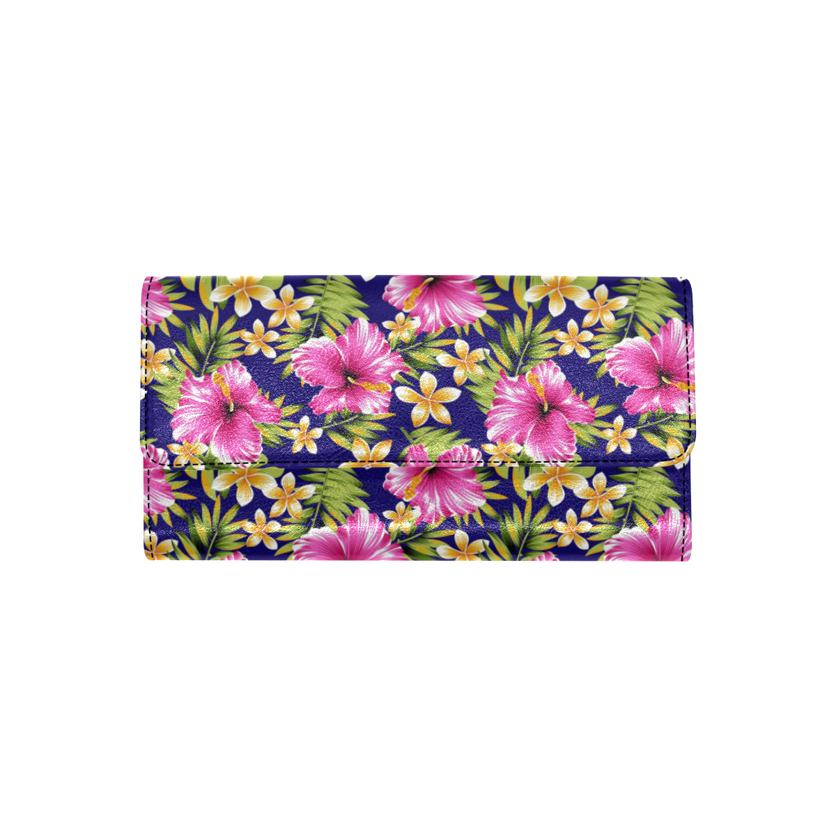 Pink Hibiscus Pattern Print Design HB027 Women's Trifold Wallet