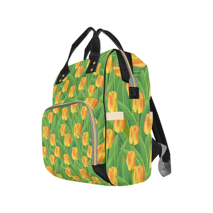 Tulip Orange Pattern Print Design TP07 Diaper Bag Backpack