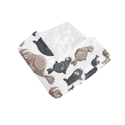 Sea Lion Pattern Print Design 02 Premium Quilt