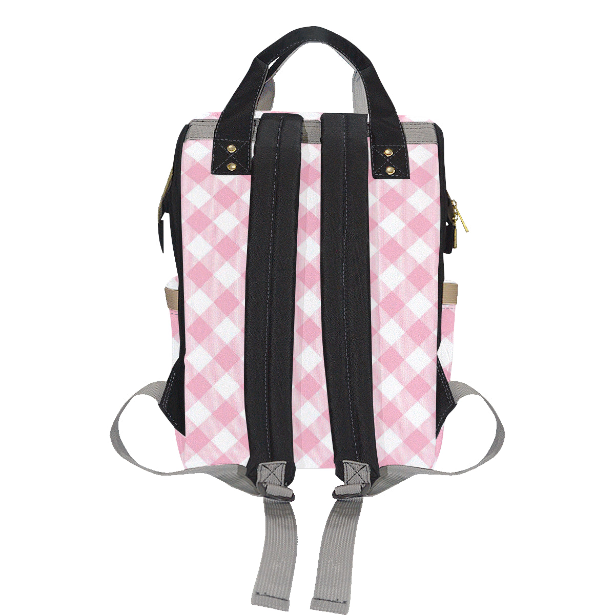 Gingham Pink Pattern Print Design 02 Diaper Bag Backpack