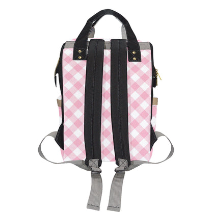 Gingham Pink Pattern Print Design 02 Diaper Bag Backpack