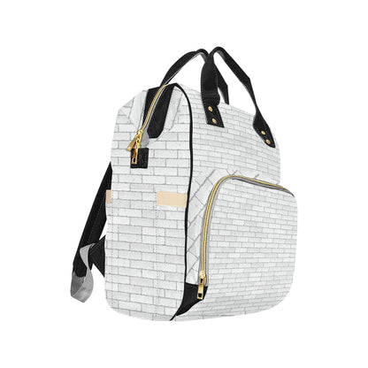 Brick White Pattern Print Design 03 Diaper Bag Backpack