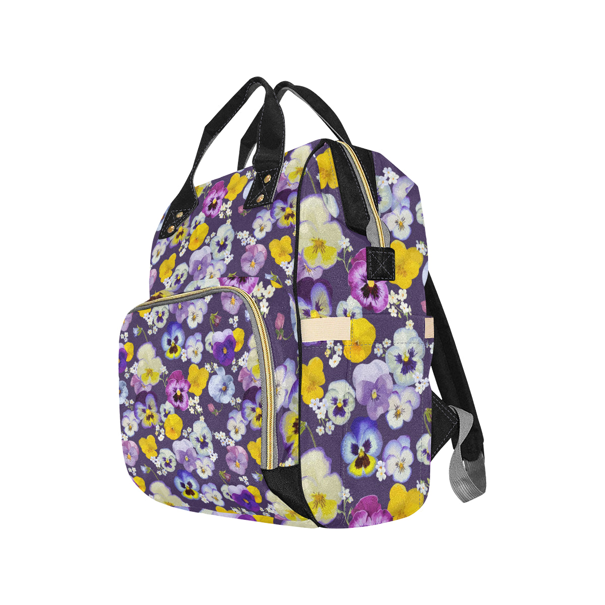 Pansy Pattern Print Design PS02 Diaper Bag Backpack
