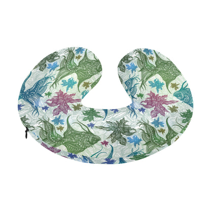 Angelfish Tribal Pattern Print Design 01 U-Shaped Travel Neck Pillow
