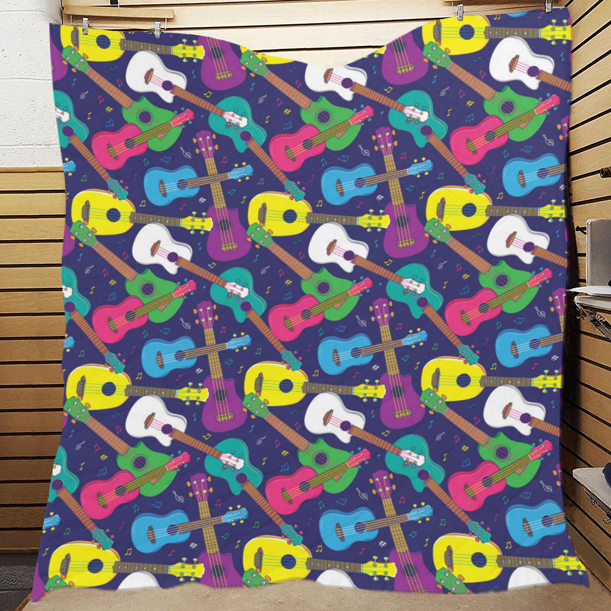 Ukulele Pattern Print Design 02 Premium Quilt