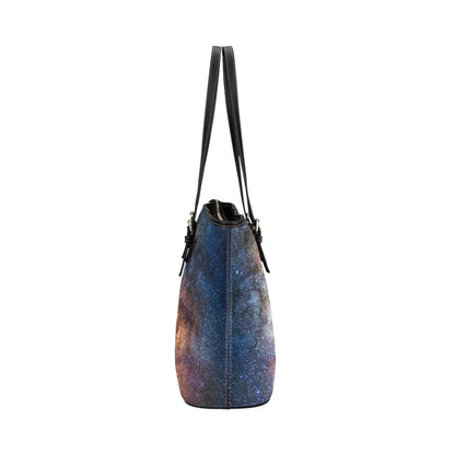 Celestial Milky way Galaxy Leather Tote Bag