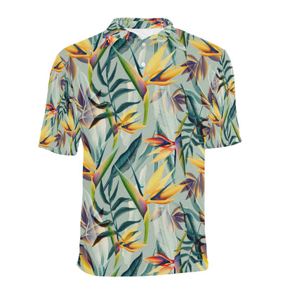 Tropical Flower Pattern Print Design TF022 Men Polo Shirt