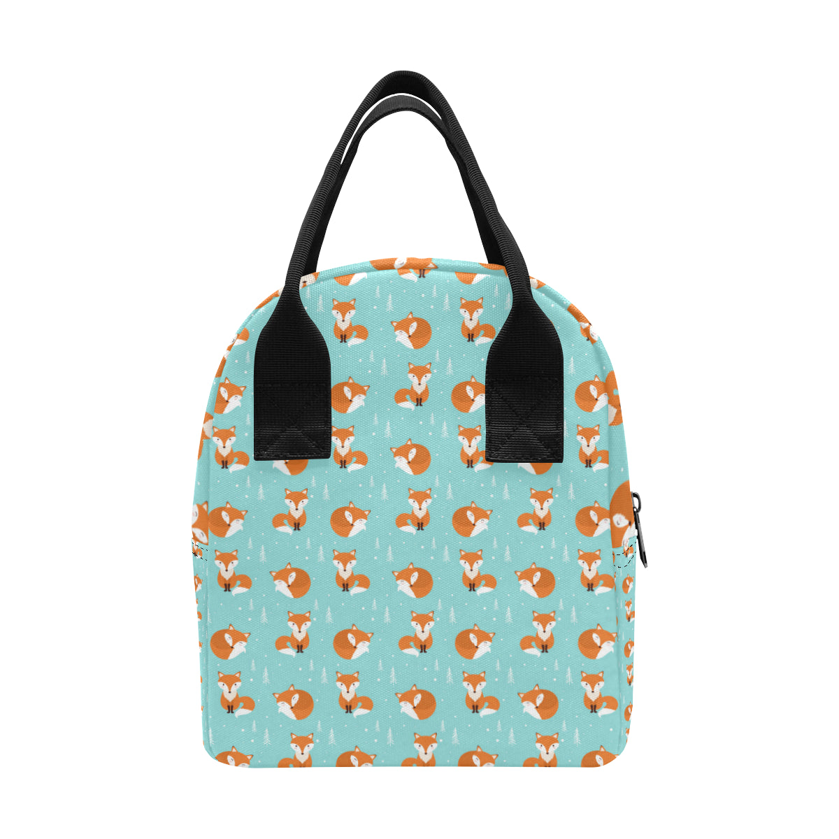 Fox Design Snow Print Pattern Insulated Lunch Bag