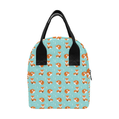 Fox Design Snow Print Pattern Insulated Lunch Bag