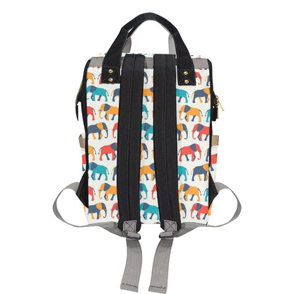 Elephant Colorful Print Pattern Diaper Bag Backpack