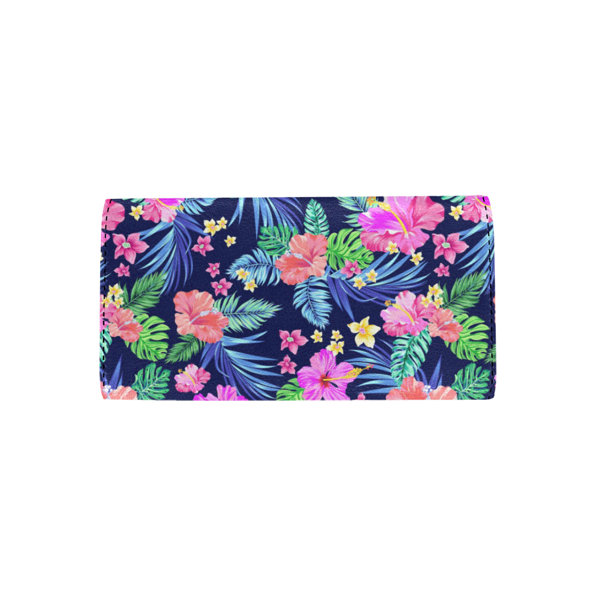 Neon Hibiscus Pattern Print Design HB016 Women's Trifold Wallet