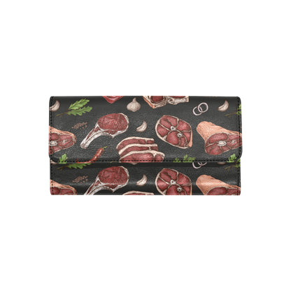 Meat Pattern Print Design 02 Women's Trifold Wallet