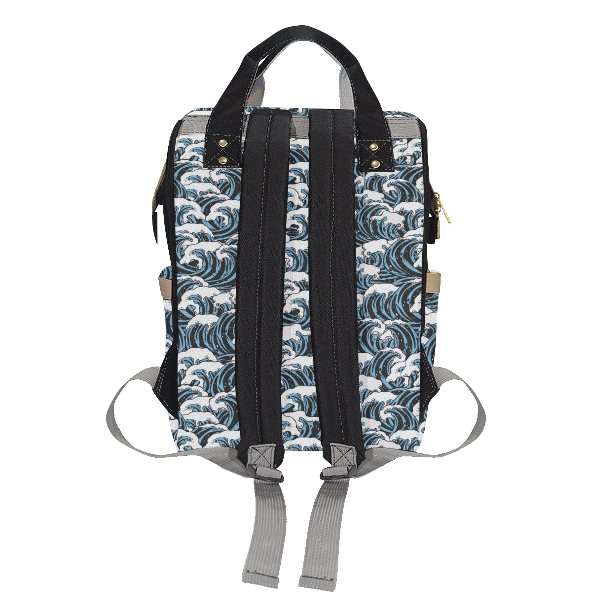 Surf Wave Pattern Print Diaper Bag Backpack