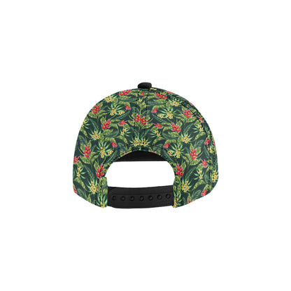 Tropical Folower Red Heliconia Print Snapback Cap