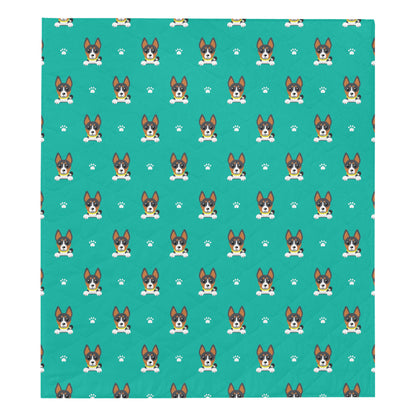 Basenji Pattern Print Design 03 Premium Quilt