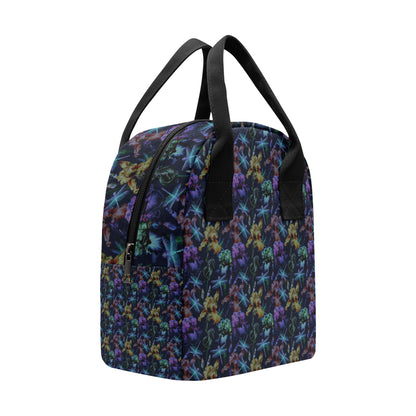 Dragonfly With Floral Print Pattern Insulated Lunch Bag