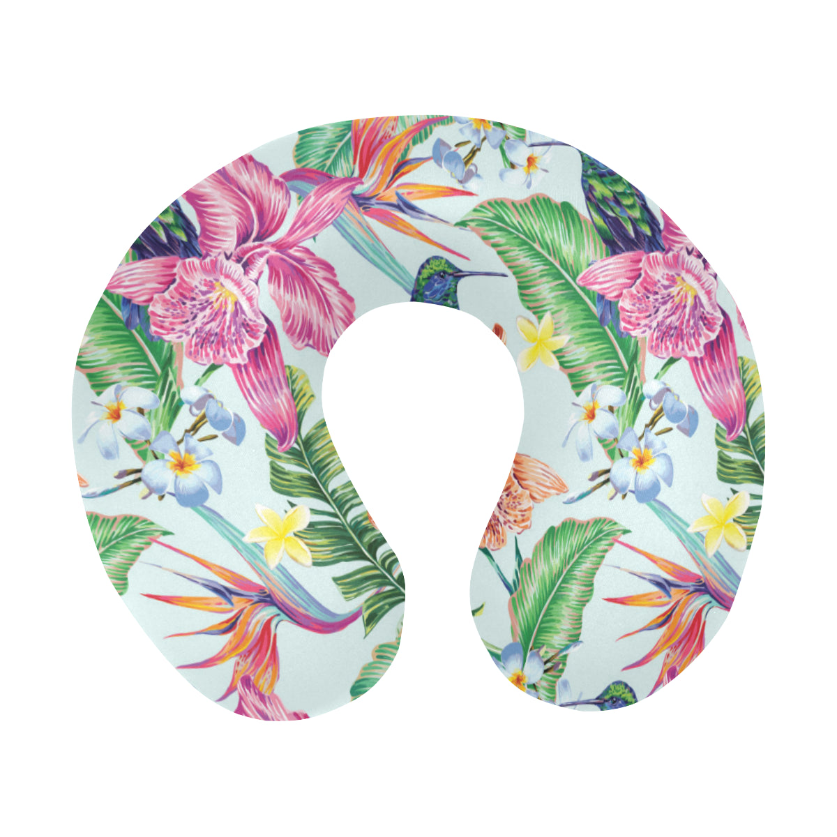 Hummingbird Tropical Pattern Print Design 05 U-Shaped Travel Neck Pillow