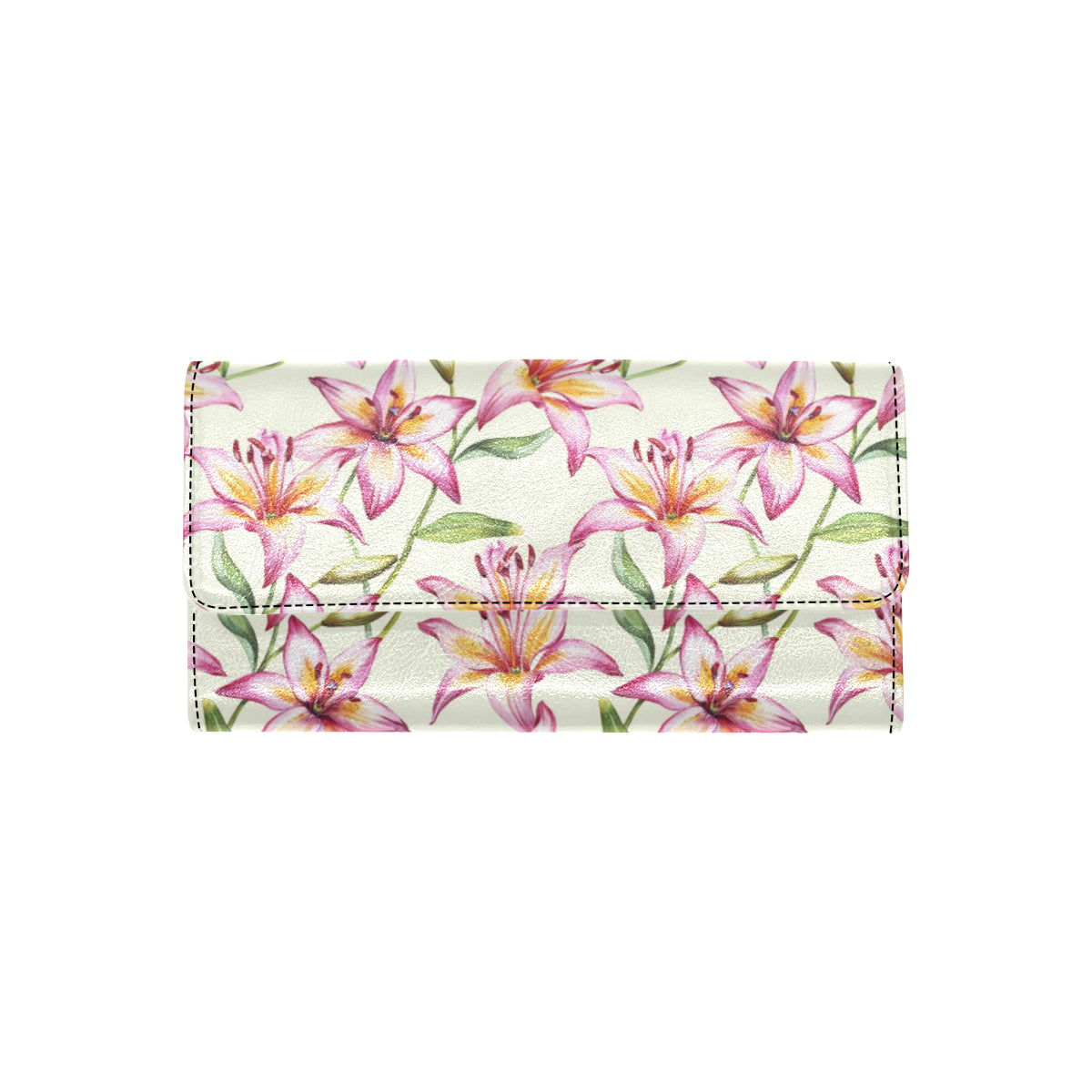 Lily Pattern Print Design LY011 Women's Trifold Wallet