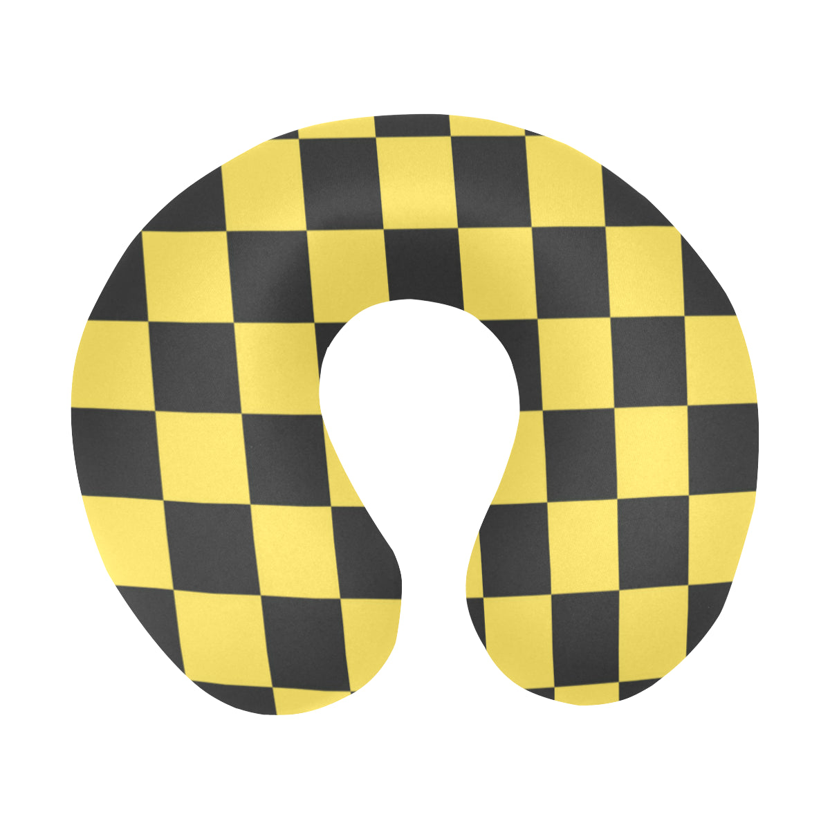Checkered Yellow Pattern Print Design 03 U-Shaped Travel Neck Pillow