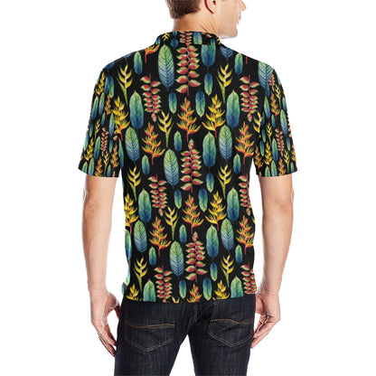 Heliconia Pattern Print Design HL03 Men Polo Shirt