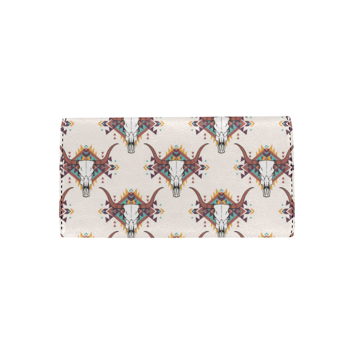 Buffalo Head Pattern Print Design 02 Women's Trifold Wallet