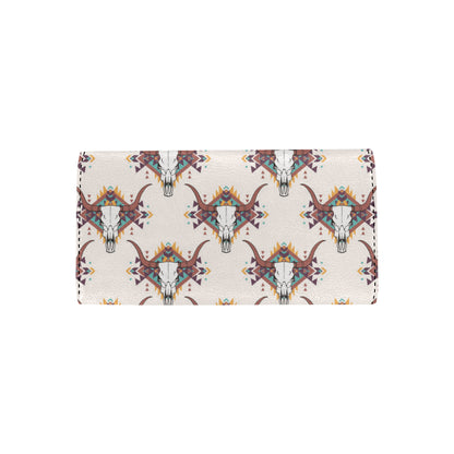 Buffalo Head Pattern Print Design 02 Women's Trifold Wallet