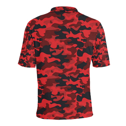 Camo Red Pattern Print Design 03 Men Polo Shirt
