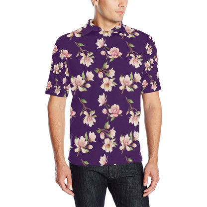 Magnolia Pattern Print Design MAG02 Men Polo Shirt