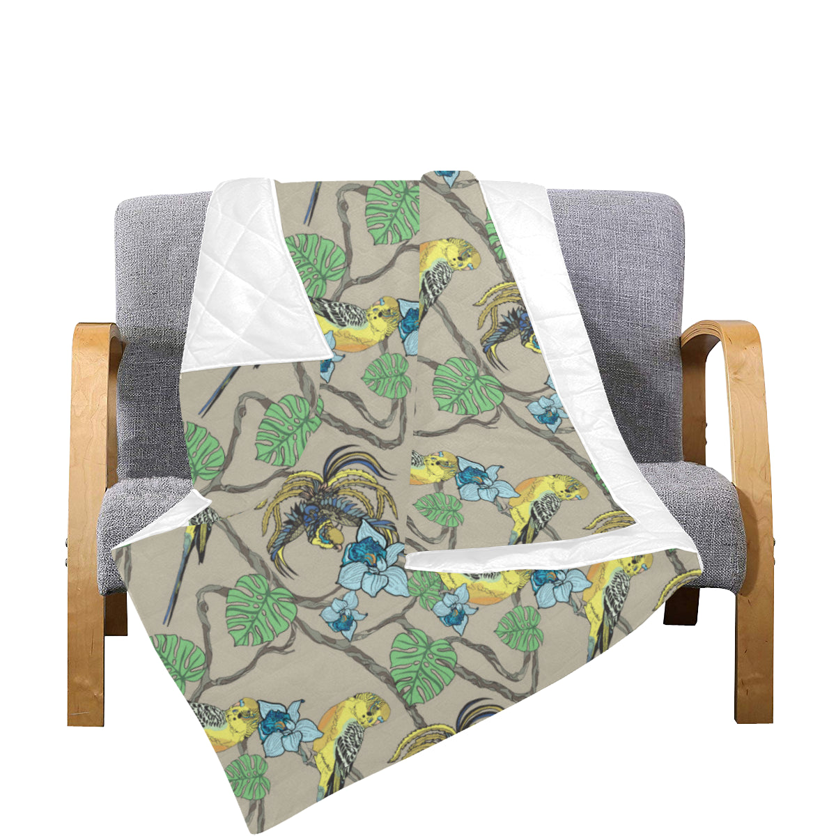 Parakeet Pattern Print Design A02 Premium Quilt