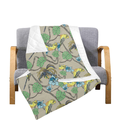 Parakeet Pattern Print Design A02 Premium Quilt