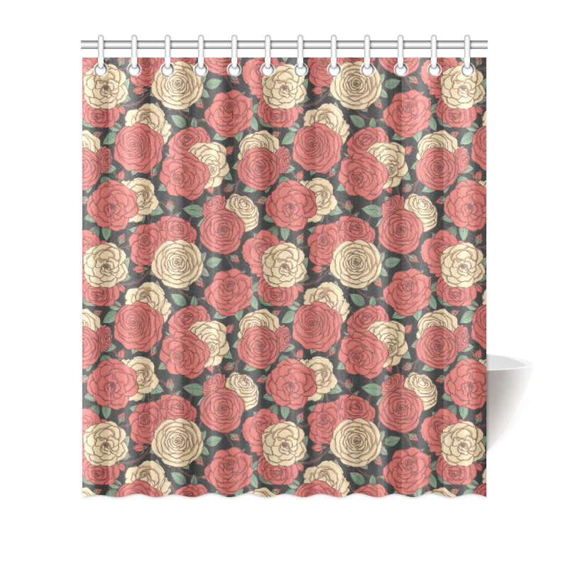 Camellia Pattern Print Design CM01 Shower Curtain
