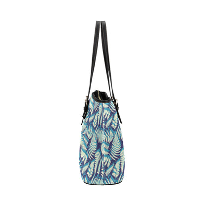 Fern Leave Summer Print Pattern Leather Tote Bag