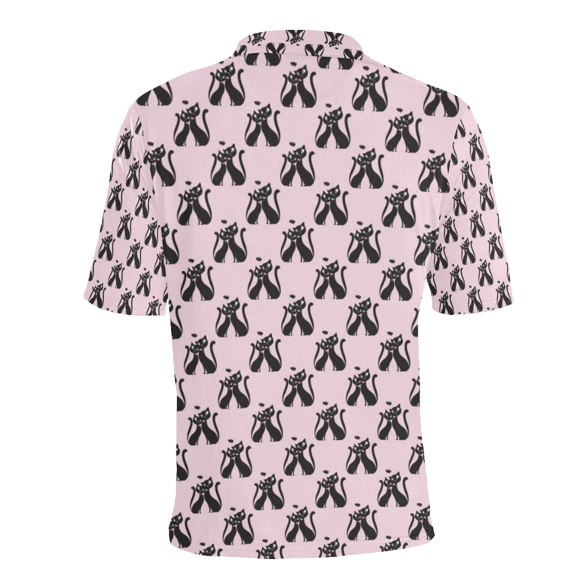 Black Cat Pattern Print Design 01 Men Polo Shirt