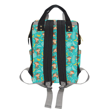 Monkey Happy Design Themed Print Diaper Bag Backpack
