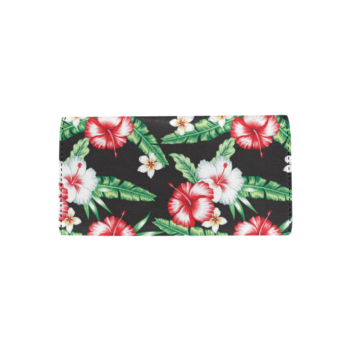 Hawaiian flower tropical leaves Women's Trifold Wallet